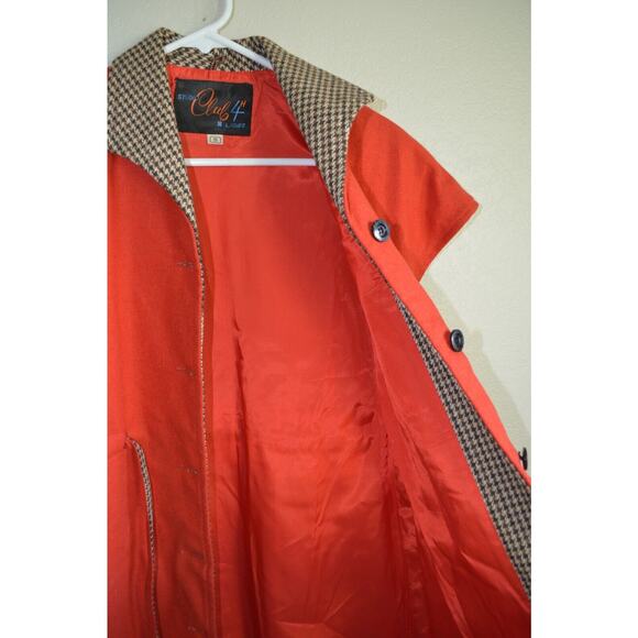 Vintage Wool Ladies Coat Womens Small Orange/Red Studio Club 4H Button - Picture 9 of 12